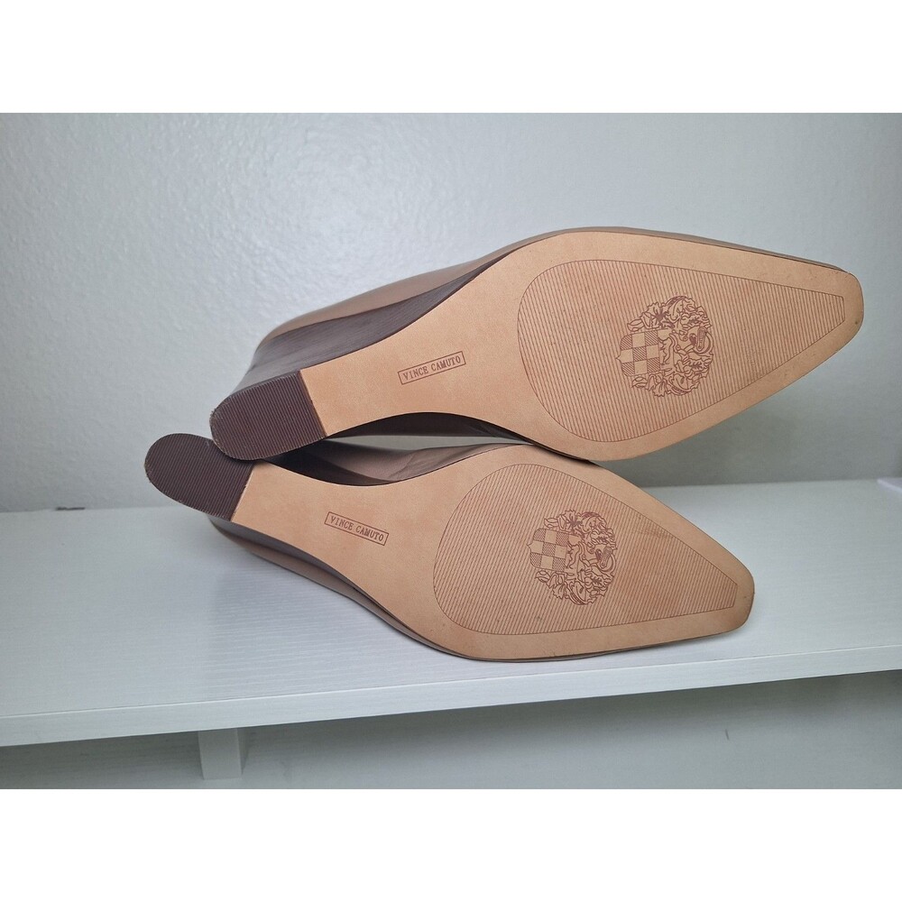 Vince Camuto Diletta High Heel Pump Leather Beige Wedge Shoe 9M - Picture 8 of 8